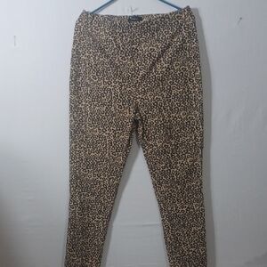 Who What Wear Leopard Print Chinos in Beige and Black